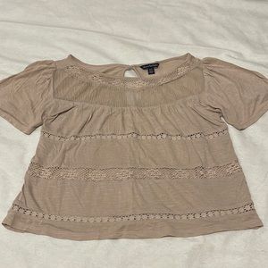 Beige AE Cropped Blouse size XS